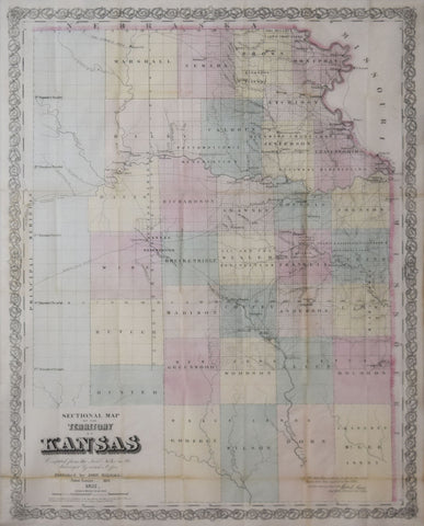John Halsall,  Sectional Map of the Territory of Kansas...