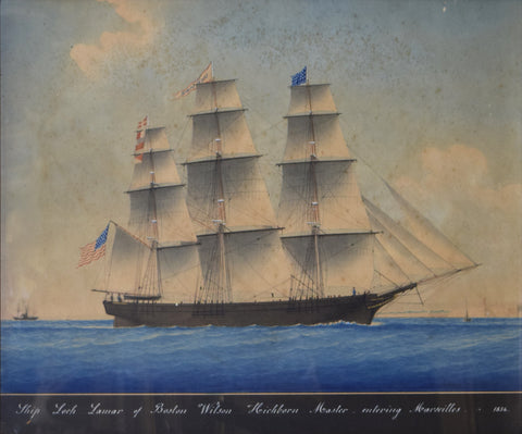 Joseph Honore Maxime Pellegrin (French, 1793-1869), Ship Loch Lamar of Boston Wilson Hichborn Master, entering Marseillies 1856