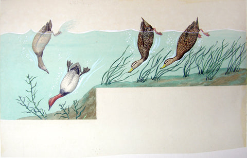 Arthur Singer (American, 1917-1990), Diving Red-headed Ducks, Male and Female