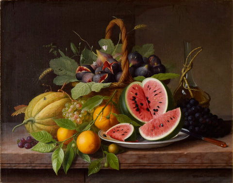 William Hammer (Danish, 1821-1889) Still Life with Fruits on a Stone Ledge