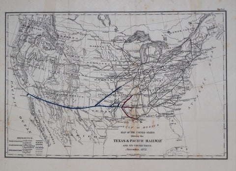 McLaughlin Brothers, Map of the United states Showing the Texas & Pacific Railway and its Connections November 1875