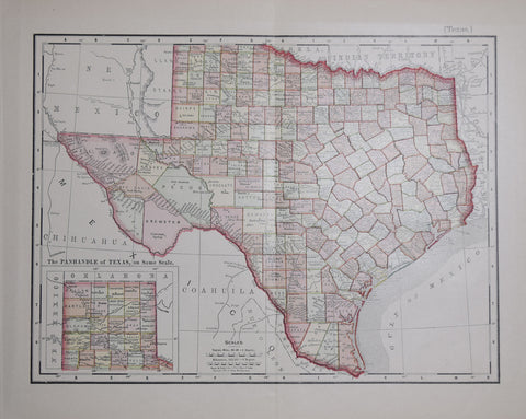 Rand McNally & Co., Texas with inset map of Oklahoma