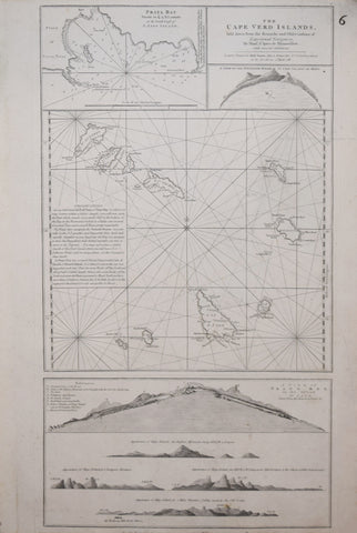Thomas Jefferys (British, 1719-1771), The Cape Verd Islands,  Paya Bay…[6 Coastal profiles of  St. Jago and Mayo Islands]