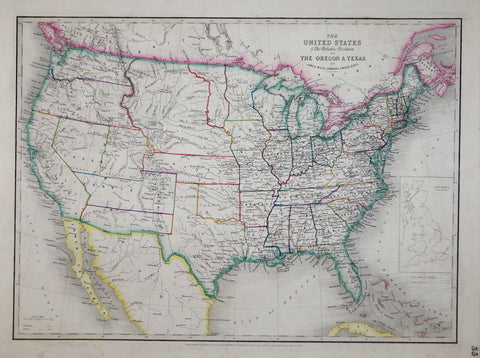 James Wyld (English, 1812-1887), United States & The Relative Position of The Oregon & Texas