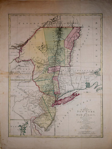 Matthew Albert Lotter (1741-1810), after Claude Joseph Sauthier (1736-1802)  A Map of the Provinces of New York and New Jersey with a part of Pennsylvania...