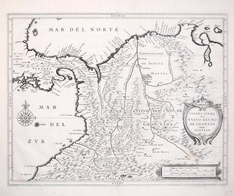 Johannes De Laet (Dutch, 1583-1649) & Hessel Gerritsz (Dutch, 1581-1632)  Terra Firma item Nuevo Reyno de Granada… {Northern and Northwestern South America, including Columbia]
