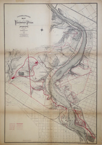 Worley & Bracher, Engraved by, Topographical Map of Fairmount Park Philadelphia, 1874