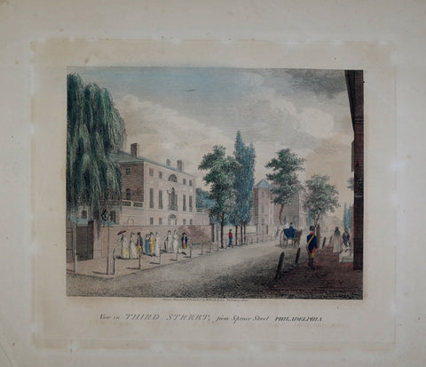 William Birch (1755-1834), View in Third Street, from Spruce Street Philadelphia
