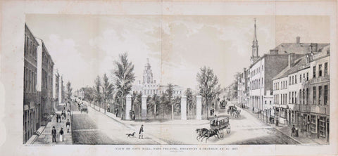 John Evers (1797-1884), artist, View of City Hall, Park Theatre, Broadway and Chatham St