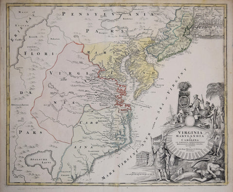 Johann Baptist Homann(1663-1724), Virginia Marylandia et Carolina In America Septentrionali Britannorum industria excultae…