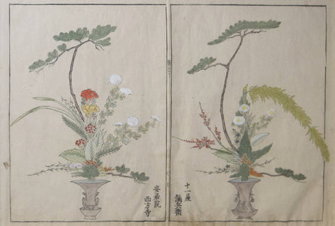 Shimpen Rikha Hyukubei Zui, [Yellow, Red, and White Flowers]