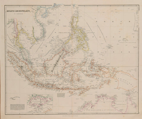 John Arrowsmith (1790-1873)  Asiatic Archipelago with inset map of Singapore, [Southeast Asia, with Philippines, Thailand, Indonesia, Malaysia and others]