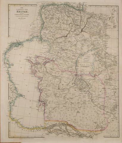 John Arrowsmith (1790-1873)  The Caspian Sea Khivah and the surrounding Country…[Includes areas of Kazakhstan, Uzbekistan, Turkmenistan, Iran and others]  From: The London Atlas of Universal Geography