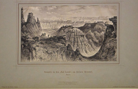Rudolf Cronau (1855-1939)  Scenery in den , Bad Lands”, am Kleinen Missouri. Dakota. 1.