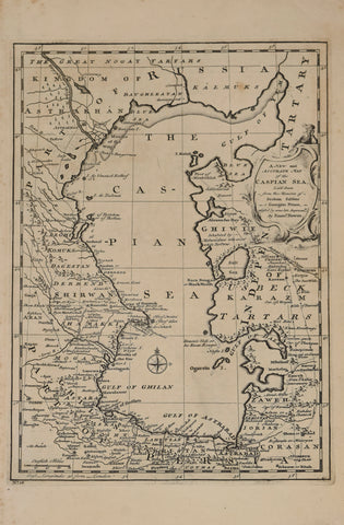 Emanuel Bowen (1693?-1767)  A New and Accurate Map of the Caspian Sea, laid down by the Memoirs of Soksam Sabbus, a Georgian Prince… No. 38