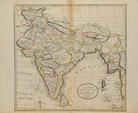 Mathew Carey (1760-1839)  An Accurate Map of Hindostan or India from the best Authorities