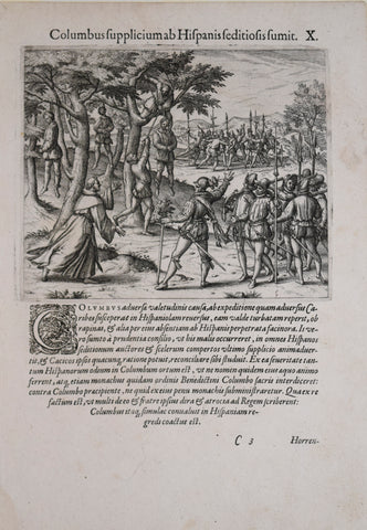 Theodore de Bry (1528-1598), after John White (c. 1540-1593), Columbus fupplicium ab.. X