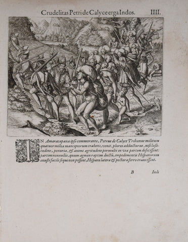 Theodore de Bry (1528-1598), after John White (c. 1540-1593), Crudelitas Petride Calyce erga..IIII