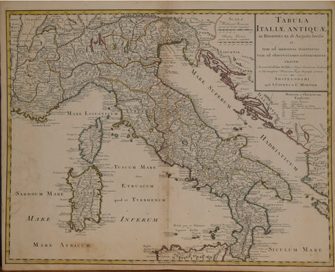 Guillaume de L’Isle (1675-1726)  Italie Antiquae, in Regiones XI ab Augusto divisie… [Italy, Sardinia & Corsica as depicted during Antiquity]