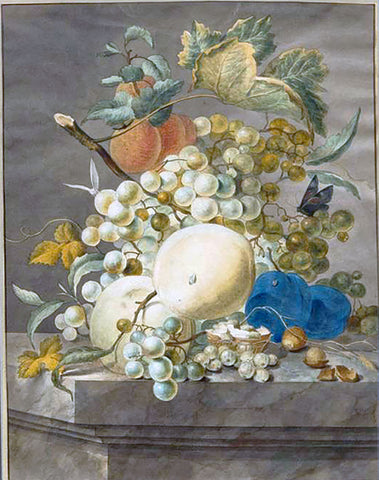 Catharina du Bois (Dutch, d.1776), Still Life With Peaches, Plums, And Grapes