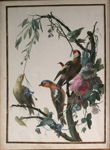 Jean Gonichon (French, FL. 1775-1795), Group of Birds on Rose Branch