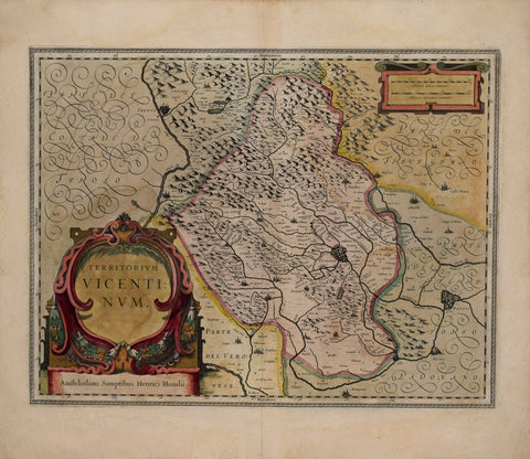Hendrick Hondius (1597-1651)  Territorium Vicentinum, Amstelodami Sumptibus Henrici Hondii  [Vicenza and Veneto region of Italy]