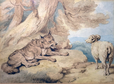 Samuel Howitt (British, 1765-1822) “The Sheep and the Hunted Wolf”