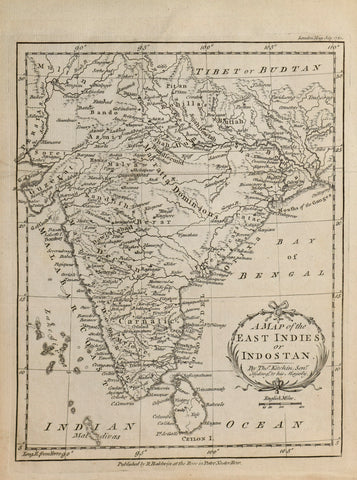 Thomas Kitchen  A Map of the East Indies or Indostan [India and Sri Lanka]