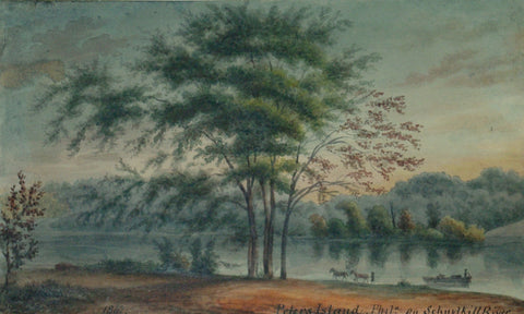 August Kollner (American, active 1838–72),  Peters Island, Phila. On Schuylkill River. 1867. [Fairmount Park, Philadelphia]