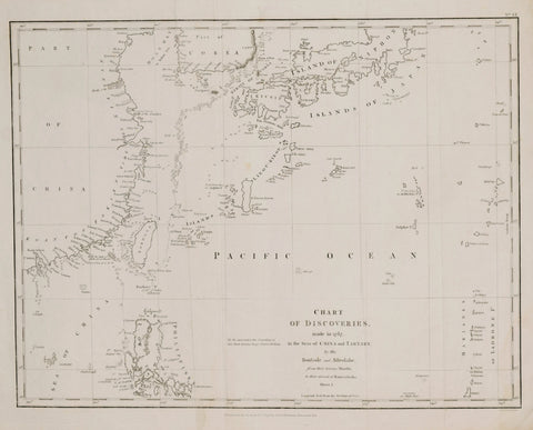 Jean François de Galaup, comte de Lapérouse (French, 1741-1788)  Chart of the Discoveries made in 1787. In the Seas of China and Tartary by the Bonssole & Astrolabe… Sheet 1, No. 43 [Islands of Japan, Korea, Philippines, Coast of China and others]