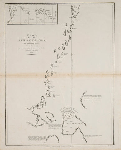 Jean François de Galaup, comte de Lapérouse (French, 1741-1788)  Plan of the Kurile Islands..from a chart in the Archives of the Ochotsk.. in 1788. No.69 [Russian Far East and Japan]