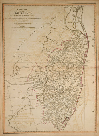 Robert Laurie (c. 1755-1836) & James Whittle (1757-1818)  A New Map of the Jaghir Lands..The Territory belonging to the East India Company Round Madras… [India]
