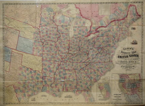 H. Lloyd & Co.  Lloyd’s New County Map of the United States and Canada.. Showing Battle Fields, Railroads, etc…