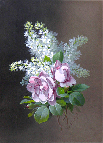 Raoul Maucherat de Longpré (French, 1843-1911), Bouquet with Roses and Lilacs