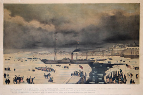 A. De Voudricourt, The Print Representing the B &N. A Royal Mail Steamship Britannia, John Newick, Commander leaving her dock at East Boston on the Third of February 1844...