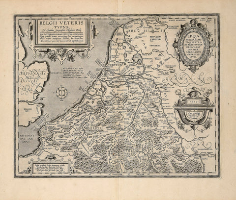 Abraham Ortelius (Flemish, 1527-1598)  Belgii Veteris Typus [Belgium and Low Countries]