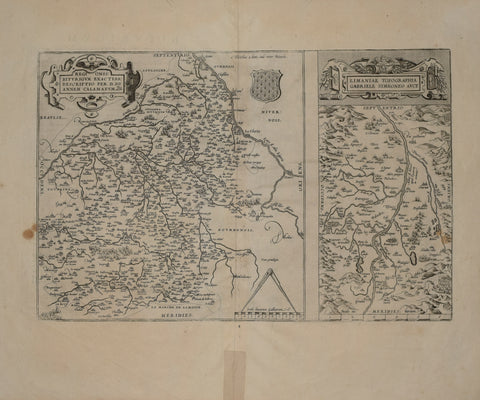 Abraham Ortelius (Flemish, 1527-1598)  Regionis Biturigum Exactiss…& Limaniae Topographia…[Loire region, and Beauregard and Cleremont.France]