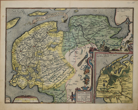 Abraham Ortelius (Flemish, 1527-1598)  Frisia Occidentalis [West Friesland, Netherlands]