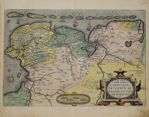 Abraham Ortelius (Flemish, 1527-1598)  Oost ende West Vrieslandts.Utriusque Frisiorum Regionis Noviss…  [Friesland, Netherlands]