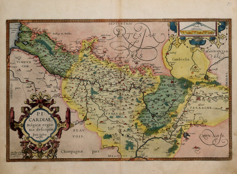 Abraham Ortelius (Flemish, 1527-1598)   Picardiae Belgicae regionis descriptio Joanne Surhonio, auctore, 1579, [Picardy Region, France]