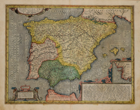 Abraham Ortelius (Flemish, 1527-1598)   Hispaniae vetris Decriptio..Abrah. Ortely., 1586 [Spain & Portugal]