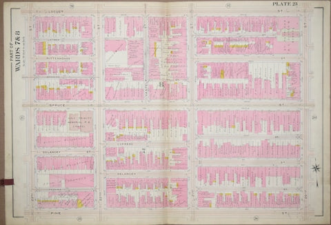 Elvino V. Smith, Plate 23-Part of Wards 7 and 8 showing Twenty Third Street to Twentieth Street via Locust, Spruce, Delancey and Pine Streets