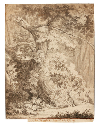 JOHANN ELIAS RIDINGER (GERMAN, 1698-1767), Hunter Aiming at Hares