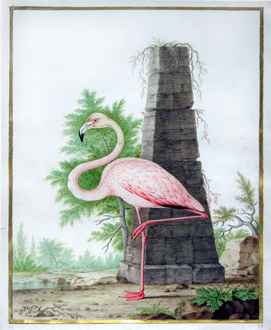 Nicolas Robert (French, 1614-1685), Flamingo with Obelisk