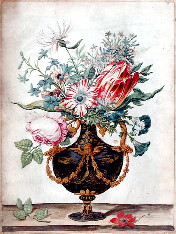 Attributed to Jan Baptist van Fornenburgh, (DUTCH, active 1608-ca. 1649), Tulips and other flowers in a decorative urn