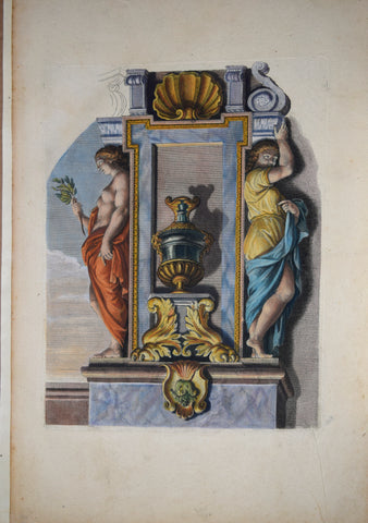 Pierre Le Pautre (1652-1716), Caryatids painted red and yellow