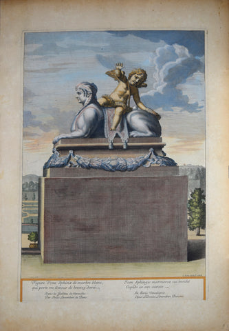 Pierre Le Pautre (1652-1716), Figure d'vne Sphinx de Marbre blanc qui porte un amour de bronze doree (Sphinx facing left)